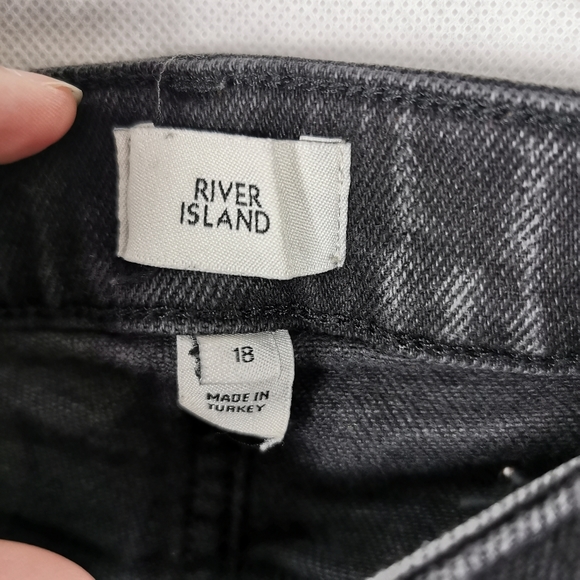 RIVER ISLAND Black Skinny Jeans Size 18 Short Petite Frayed Hem - Picture 6 of 8